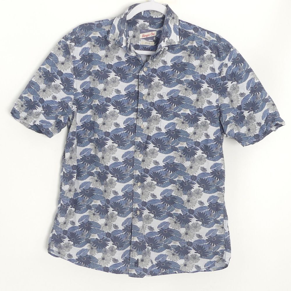 johnnie-O Hangin' Out Short Sleeve Shirt Blue Floral Men's Medium M